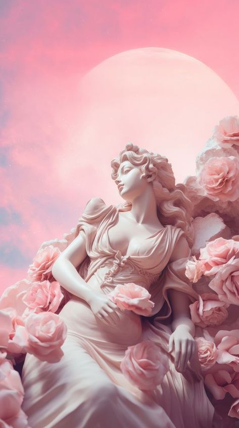 Rose flower statue angel. AI generated Image by rawpixel. | free image by rawpixel.com / Boom Greek Pink Aesthetic, Cute Wallpapers For Desktop Aesthetic, Pink Goddess Aesthetic, Afrodita Aesthetic, Greek Statues Wallpaper, Statue Iphone Wallpaper, Statues Wallpaper, Spiritual Wallpaper Iphone, Pink Angel Aesthetic