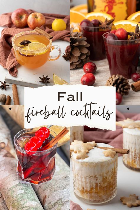 As the seasons change and the air begins to chill, it’s the perfect time of year to embrace the warm, spicy cinnamon flavor of Fireball Cinnamon Whisky. In this roundup, we’ll explore some delicious Fireball cocktail recipes that will ignite your taste buds and keep you warm, whether you’re enjoying a hot drink by the fire! Fireball Recipes Drinks, Fireball Ice Cream Recipes, Fireball Drinks Easy, Fire Themed Drinks, Drinks With Fireball Recipes, Fall Drinks With Fireball, Drinks With Fireball, Fireball Christmas Drinks, Fireball Fall Cocktails