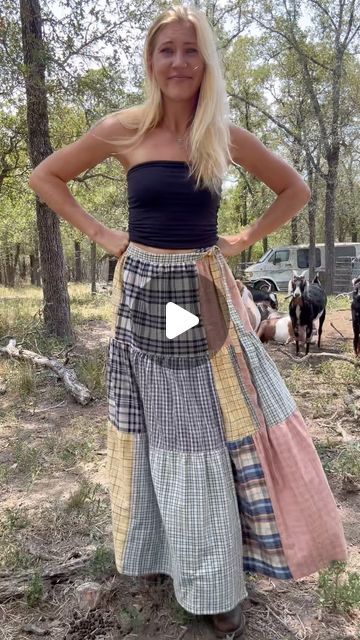 Heather || Wear Trash on Instagram: "Textile waste ♻️ patchwork, 3 tiered maxi wrap skirt. Not for sale- just a fun little project for myself👅 . . . #textilewaste #patchwork #upcycledfashion #cottagecore #upcycling #atxsmallbiz #diysewing" Boho Skirt Diy, Patchwork Skirt Diy, Patchwork Dress Diy, Recycling Clothes, Upcycled Skirt, Maxi Skirt Pattern, Waste Clothing, Recycle Old Clothes, Maxi Wrap Skirt