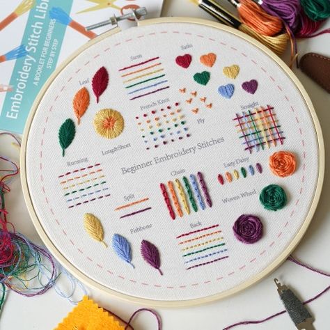 Embroidery Stitch Sampler, Beginner Embroidery, Beginner Embroidery Kit, Printed Linen Fabric, Stitch Sampler, Embroidery Sampler, Embroidery Stitch, Basic Embroidery Stitches, 자수 디자인