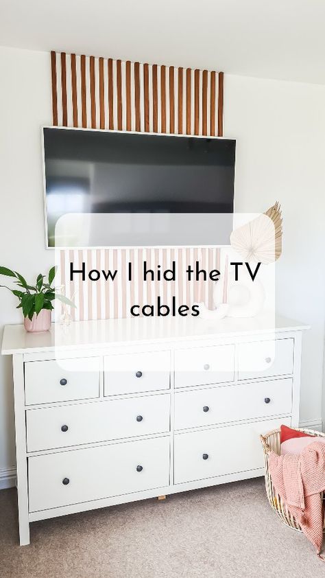 Hidden Cables Tv Walls, What To Put Under Mounted Tv Bedroom, Wall Panel To Hide Tv Wires, Hide Tv Wires On Wall, Hide Tv Cables Mounted Tv, Hide Cables On Wall Mounted Tv, Cable Cover Ideas Wall, Tv Cable Hiding Ideas, Hide Tv Cords On Wall