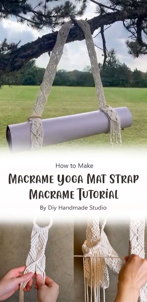 Macrame Yoga Mat Strap – Macrame Tutorial By Diy Handmade Studio. Let's make it! Macrame Workshop Ideas, Macrame Strap Pattern, Macrame Blanket Strap, Macrame Functional, Diy Yoga Strap, Diy Macrame Strap, Macrame Strap Tutorial, Diy Yoga Mat Holder, Macrame Yoga Strap Diy