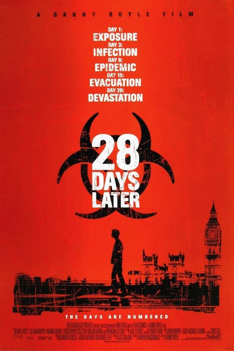 28 Days Later (2002): Director Danny Boyle redefined the zombie movie with this intense look at a terrifying pandemic in the United Kingdom. Apocalyptic Movies, Halloween Films, Dawn Of The Dead, 28 Days Later, Jean Renoir, Best Zombie, Halloween Film, Christopher Eccleston, Living In London