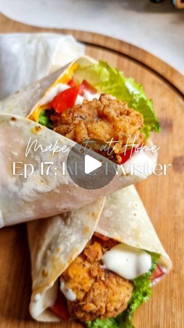 Rafia Mazhar on Instagram: "HERE'S HOW TO MAKE IT ⤵️ ⠀⠀⠀⠀⠀⠀⠀⠀⠀ Make it at Home Episode 17 - KFC Twister 🌯  Recipe Sauce 1/2 cup mayonnaise  2 tbsp lemon juice  1 tsp fresh black pepper   • Mix all ingredients and set aside  To Assemble  KFC Chicken Popcorn (recipe in previous reel) 2 flour tortillas  Chopped tomatoes Lettuce leaves Cheese slices   • Take a tortilla and fill with sauce, chicken, tomatoes, lettuce and cheese • Roll and toast on both sides on a hot pan • Serve  ⠀⠀⠀⠀⠀⠀⠀⠀⠀ HAVE A QUESTION? ✏ Leave a comment  ⠀⠀⠀⠀⠀⠀⠀⠀⠀⠀⠀⠀⠀⠀⠀⠀⠀⠀ 💾 Save this recipe for later 💌 Share with someone who loves KFC Twister ✨✅ Follow @rafmazcooks for more easy recipes and kitchen tips! . . . . . #kfctwister #feedfeed #kfc #kfcchickenpopcorn #kfcstyle #easyrecipe #friedchicken #chickennuggets #foodcont Kfc Rolls Recipe, Kfc Twister Wrap Recipe, Kfc Twister, Chicken Popcorn Recipe, Twister Recipe, Chicken Popcorn, Kfc Chicken Recipe, Popcorn Chicken Recipe, Recipe Sauce