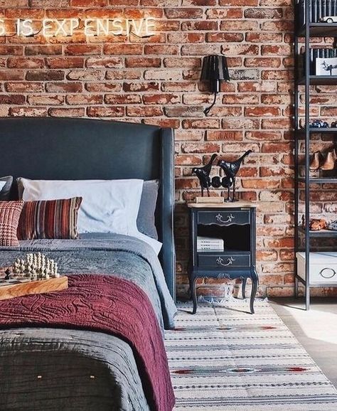 Brick Wallpaper Accent Wall Bedroom, Rooms With Brick Wallpaper, Red Brick Wallpaper Bedroom, Red Brick Bedroom, Brick Room Ideas, Brick Wallpaper Bedroom, Red Brick Wallpaper, Brick Living Room, Bricks Wall