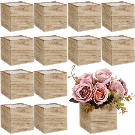 PRICES MAY VARY. Convenient Package: you will receive 12 pieces of wood boxes for centerpieces and 12 pieces of removable foam blocks liners, which can meet your needs for DIY projects, centerpiece display and farmhouse decorations, decorating your room Proper Size to Use: the wooden planter boxes measure about 4 x 4 x 4 inches/ 10.2 x 10.2 x 10.2 cm, and 0.47 inches in thickness, and the craft foam block is about 3.5 x 3.5 x 2 inches; It can easily be put on the table, windowsill, shelf and cou Wooden Box Flower Arrangements, Flower Centerpieces For Baby Shower, Fall Bridal Shower Centerpieces, Cowboy Baby Shower Centerpieces, Baby Shower Flower Centerpieces, Safari Baby Shower Centerpieces, Cowgirl Centerpieces, Appreciation Themes, Simple Table Centerpieces