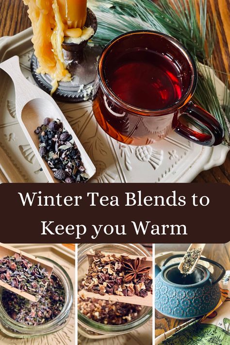 As an herbalist, I quickly turned to tea when I wanted to begin bringing rituals for the winter months into my home. There are many herbs that work to warm the body and increase circulation, both very important during cold winters. There are also herbs that bring calm and peace to the body and mind. Calming Tea Blend, Homemade Tea For Colds, Winter Herbal Tea, Best Teas For Colds, Diy Black Tea Blends, Winter Herbal Remedies, Tea Blends For Energy, Winter Tea Blend Recipe, Christmas Tea Blend Diy