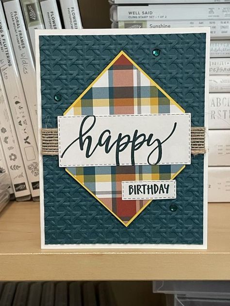 Plaid Paper Cards, Men’s Birthday Card Ideas, Stampin Up Mens Birthday Cards, Stamping Up Birthday Card Ideas, Male Cards Handmade Man Birthday, Stampin Up Masculine Birthday Cards, Cards For Men Handmade, Masculine Cards Handmade, Jack Card