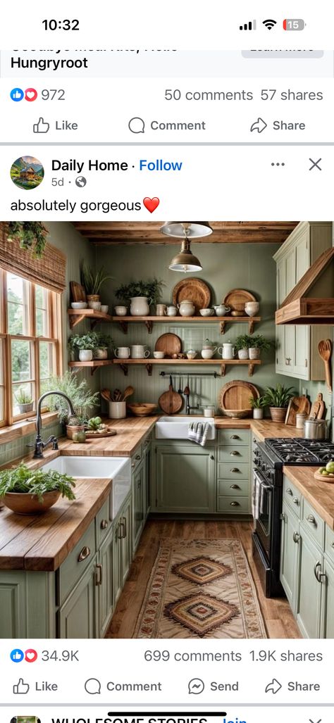 Pine Cabinet Makeover, Green Cottage Kitchen, Shiplap Room, Dark Blue Kitchen Cabinets, Knotty Pine Kitchen, Green Kitchen Backsplash, Wood Panneling, Knotty Pine Walls, Green Kitchen Walls