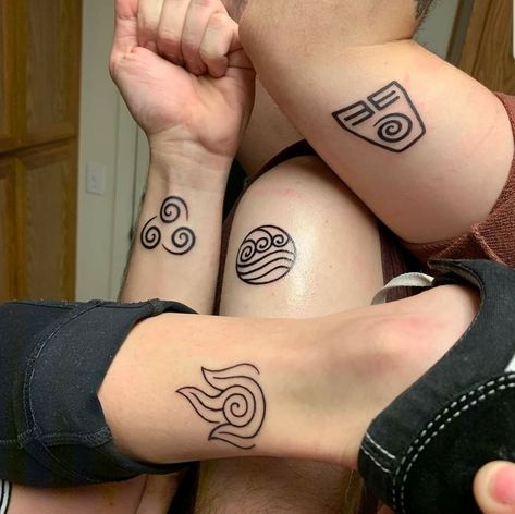 Atla Tattoo, Avatar Tattoo, Elements Tattoo, Sibling Tattoos, The Legend Of Korra, Friendship Tattoos, 5 Elements, Arrow Tattoos, Matching Tattoo