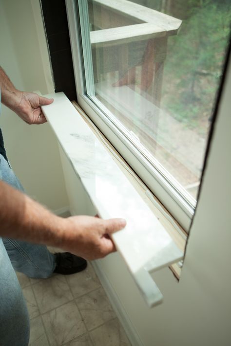 Window sill 6 install 7844 Bathroom Window Sill, Marble Window Sill, Window Ledge Decor, Window Sill Trim, Marble Threshold, Ledge Decor, Shower Curb, Window Sill Decor, Kitchen Window Sill