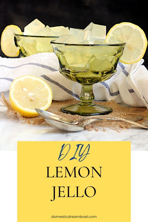 If you need some lemon jello but don't have a box on hand, make DIY Lemon Jello! It's easy and takes only 3 ingredients plus regular water. #jello #gelatin #lemon Knox Gelatin Recipes, Lime Jello Recipes, Homemade Jello, Recipe Using Lemons, Jello Gelatin, Jello Dessert, Blueberry Jam Recipe, Clean Sweets, Lemon Jello