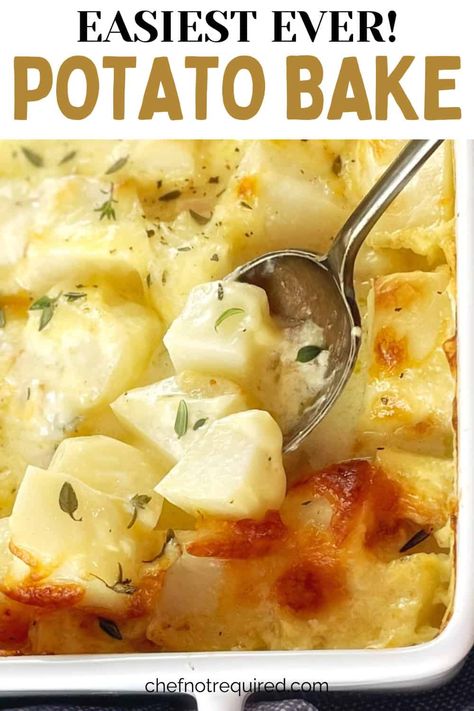 Baked Potato Cubes, Easy Potato Bake, Au Gratin Potatoes Easy, Potato Bake Recipe, Cheesy Potato Bake, Easy Baked Potato, Baked Potato Slices, Cheesy Potatoes Recipe, Potatoes In Oven