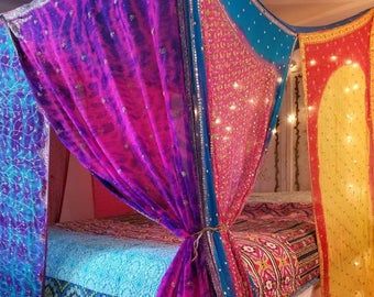 Rideaux Boho, Hippie Bedroom Decor, Cortinas Boho, Hippie Room, Canopy Bed Curtains, Boho Bedroom Ideas Hippie, Canopy Curtains, Hippy Room, Bed Tent