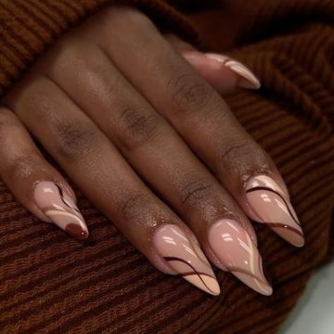 Neutral Dip Nails Square, Nail Design On Black Women, Earthy French Tip Nails, Pointy Fall Nails, Fall Nail Ideas Black Women, Engagement Nails Black Women, Classy And Elegant Nails, Dope Nail Designs Almond Short, Dope Nail Designs Classy Short Acrylic