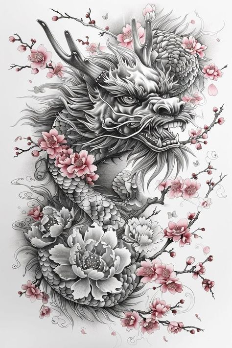 Female Tattoo Drawings, Dragons Tattoo For Women, Japanese Water Dragon Tattoo, 2 Dragons Tattoo, Asian Tattoo Ideas, Dragon Tattoo Realistic, Dragon Tattoo With Flowers, Dragon Back Tattoo, Beautiful Tattoo Designs