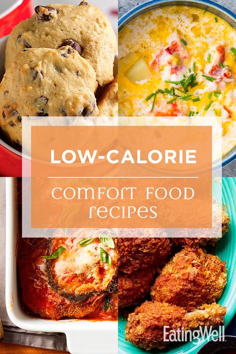 Feel good recipes that are also good for you. Our cozy casseroles, healthier meatloaf, creamy mac and cheese, lighter lasagna and more classic comfort food recipes are healthier versions of the classics. #lowcalorie #lowcal #lowcaloriefoods #lowcaloriemeals #lowcalorieideas #lowcalfoods #low #calorie #recipe #eatingwell #healthy Healthier Comfort Food Recipes, Low Cholesterol Recipes For Picky Eaters, Low Calorie Sunday Dinner Ideas, Lightened Up Recipes, Low Calorie Fall Dinners, Low Calorie Comfort Food Dinners, Healthy American Recipes, Low Calorie Winter Meals, Low Calorie Comfort Food Recipes