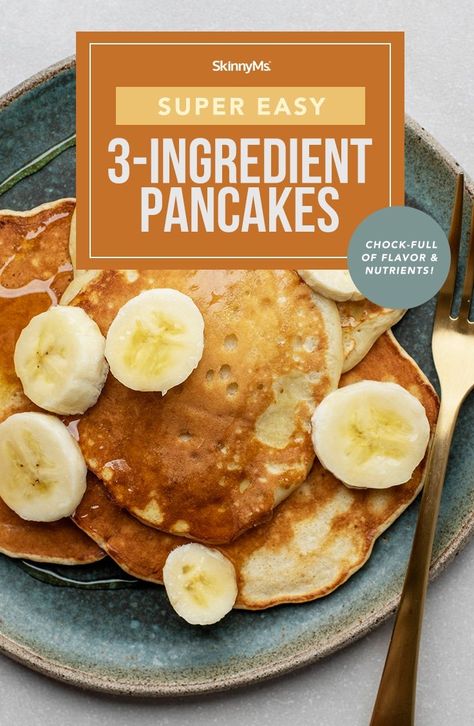 Our Super Easy Three-Ingredient Pancakes are Chock-Full of Flavor and Nutrients Clean Eating Cake, Three Ingredient Pancakes, Clean Eating Pancakes, Delicious Healthy Breakfast Recipes, Protein Packed Smoothies, Yummy Pancake Recipe, Banana And Egg, Clean Eating Breakfast, Delicious Breakfast Recipes