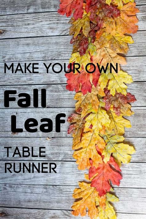 Fall Runners For Table Diy, Fall Leaf Table Runner, Fall Table Garland Ideas, Fall Leaves Table Decor, Fall Table Runner Ideas, Diy Fall Table Runner, Fall Table Runners Diy, Fall Leaves Decor Ideas, Table Runners Diy Easy