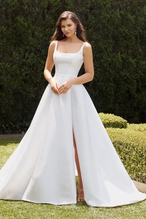 Square Neckline Wedding Gown, Wedding Dresses 2025 Trend, A Line Square Neck Wedding Dress, Wedding Dress With Skirt, Square Neckline Wedding Dress, Square Neck Wedding Dress, Dress With Skirt, Mikado Wedding Dress, Eternal Soul