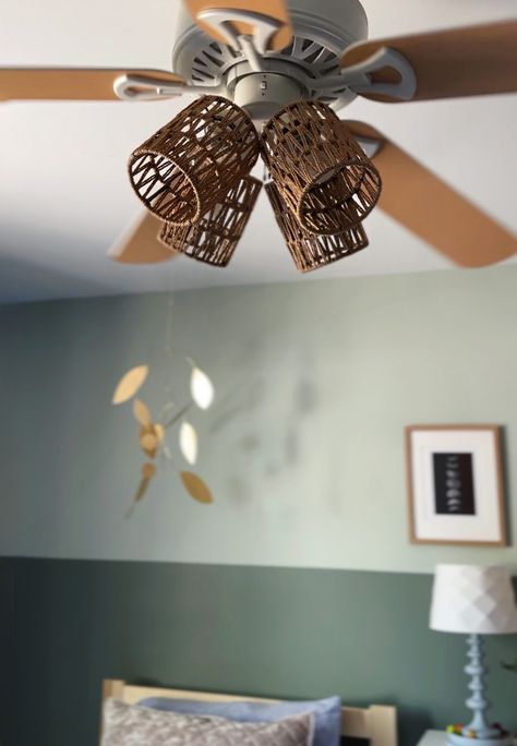 Learn budget friendly tips to update an old Ceiling Fan in your home!  From ceiling fan lights upgrades to replacing your fan blades, there are lots of ways to improve the look of your fan with minimal effort and cost.  Delineate Your Dwelling Ceiling Fan Makeover Diy Ideas Bohemian, Diy Ceiling Fan Light Cover Ideas, Update Old Ceiling Fan, Diy Ceiling Fan Light Cover, Ceiling Fan Makeover Diy Ideas, Ceiling Fan Redo, Ceiling Fan Update, Ceiling Fan Light Cover