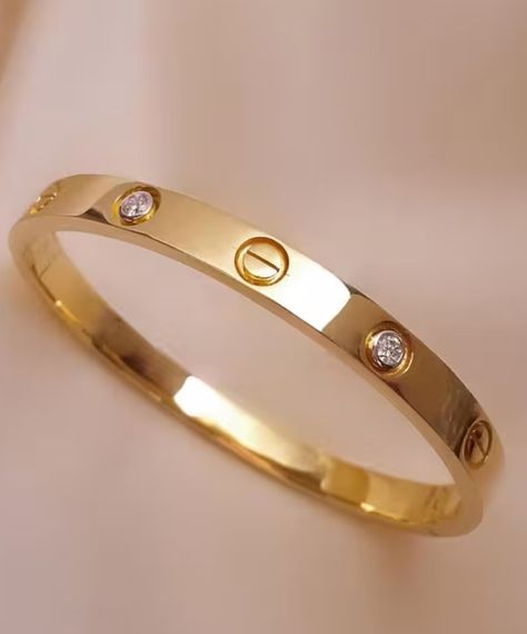 Golden Kada For Woman, Gold Kada Design For Women, Gold Kada Design, Gold Bengal, Bangles For Women Gold, Kada Design, Cartier Love Bangle, Cartier Bangle, Women Gold Jewelry