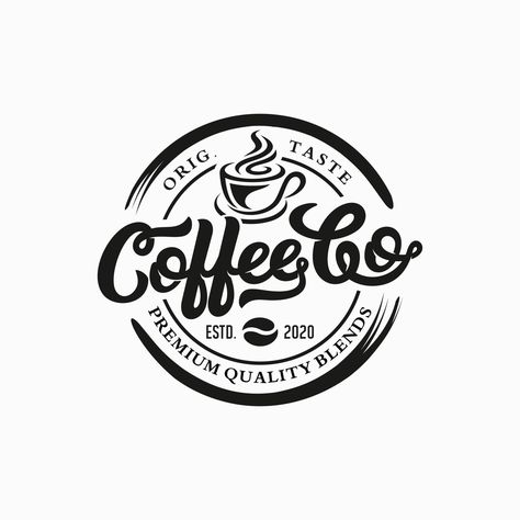 Coffee shop logo design template. Retro coffee emblem. Vector art. Coffee Company Logo Ideas, Coffee Logos Ideas Design, Logo Redesign Ideas, Logo Kopi Coffee Shop, Coffee Logo Design Art, Cafe Logo Design Creative, Coffee Shop Logo Design Ideas, Coffee Logo Design Ideas, Logo Coffee Design