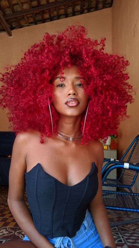 . Dyed Hair For Black Women, Dyed Hair Ideas, Hair Ideas For Black Women, Red Afro, Hair Color Inspiration, Braids Curls, Black Women Braids, Hair Color Orange, Women Braids