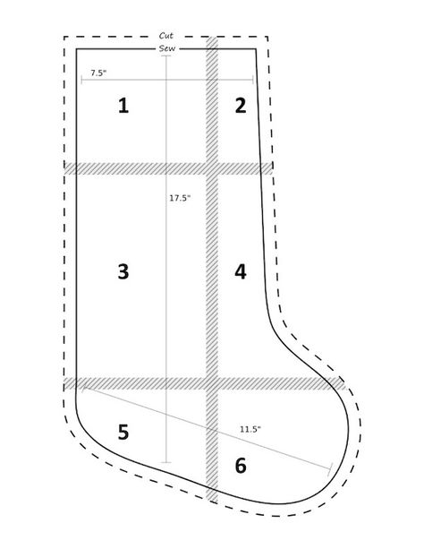 Sew A Stocking, Pattern For Christmas Stocking, See Christmas Stocking, Easy Stocking Pattern, Stocking Diy, Stocking Pattern Free Templates, Sewing Pattern For Christmas Stocking, Christmas Stocking Pattern Sewing Templates Free Printable, Stocking Template Printable Free Pattern