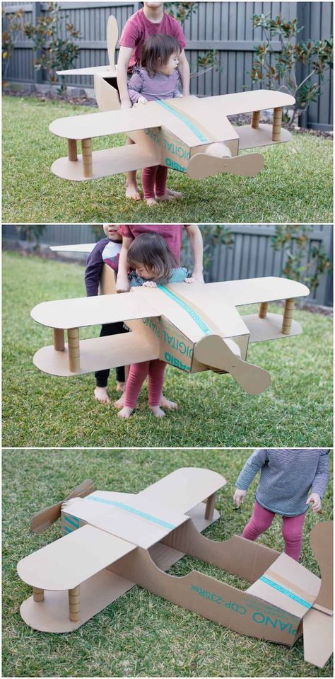 Making A Car Out Of Cardboard, Cardboard Costumes Diy Easy, Plane Costume, Cardboard Plane, Airplane Costume, Diy Plane, Cardboard Airplane, Airplane Diy, Make A Plane