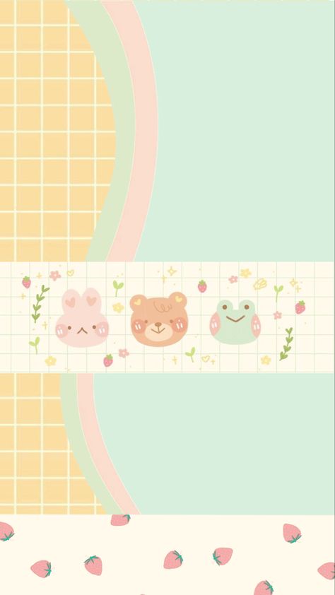 Kawaii Strawberry Art, Strawberry Frog Wallpaper, Cute Frog Wallpaper, Kawaii Ipad Wallpaper, Aesthetic Highlight Covers Instagram Pink, Cute Background Pictures, Frog Wallpaper, Kawaii Background, Creating A Bullet Journal