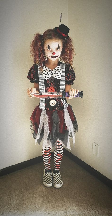 Clown costume Clown Homemade Costume, Twisted Clown Costume, Creepy Clown Couple Costume, Kids Creepy Clown Costume, Evil Clown Costume Women, Diy Clown Outfit Women, Female Clown Costume Diy, Scary Clowns Costume, Diy Creepy Clown Costume