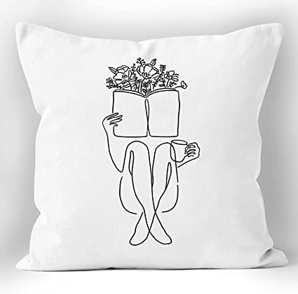 Amazon.com: XUISWELL Minimalist Abstract Woman Outline Body Line Drawing Reading Reader Throw Pillow Cover, Book Lover Gifts for Reader Teen Girls Women, Bohemian Cushion Case for Sofa Bed Home Decor 18 x 18 Inch : Home & Kitchen Woman Outline, Bookshelf Art, Book Lover Gifts, Mid Century Aesthetic, Soft Throw Pillows, Sense Of Touch, Abstract Woman, Minimalist Drawing, Book Room