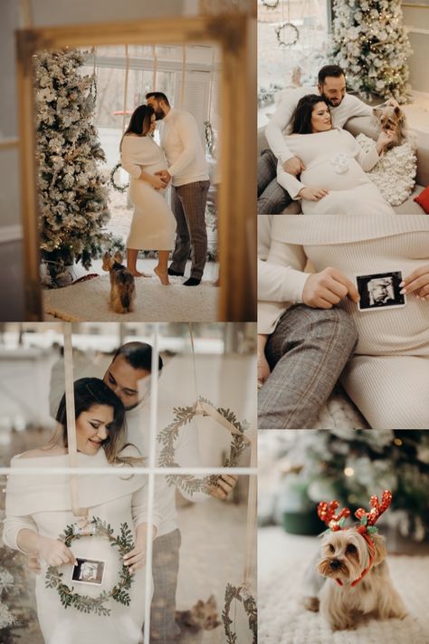 Christmas Maternity Photos Studio, Belly Christmas Photos, Christmas Maternity Pictures Studio, New Year Maternity Photos, Winter Maternity Pictures At Home, Maternity Pictures In December, Christmas Card Maternity Pictures, Christmas Cards Pregnant, Winter Maternity Photoshoot Indoor