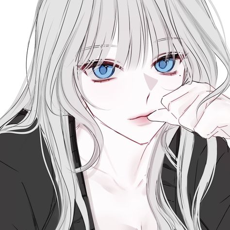 Anime Girlboss Pfp White Hair, White Hair Girl Pfp, White Haired Girl Pfp, Girl With White Hair Art, Animes White Hair Girl, Manga Girl Icon Black And White, Sky Anime, Cute Girl Wallpaper, Animation Art Character Design