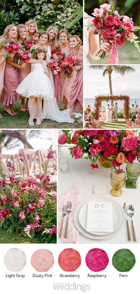 wedding-color-palette-ideas-mood-boards-christina-mcneill-1120 Jewel Tone Wedding Colors, Romantic Color Schemes, Bright Pink Wedding, Choosing Wedding Colors, Vibe Pink, Orange Wedding Colors, Pink Wedding Colors, Wedding Colors Purple, Green Wedding Colors