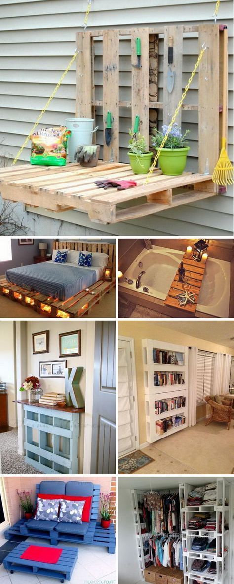 Wood Pallets Ideas, Pallet Project, Pallet Designs, Decor Ikea, Interior Vintage, Pallet Creations, Ideas Casa, Pallet Crafts, Diy Holz