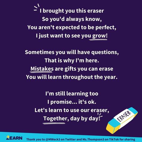 Zearn Math’s Instagram profile post: “We 💙 this poem that Ms. Weck shared with her class. It has such an important message for students everywhere- making mistakes is how we…” Important Message, Its Ok, Making Mistakes, I Promise, Instagram Profile, Bring It On, Let It Be, Quotes, On Instagram