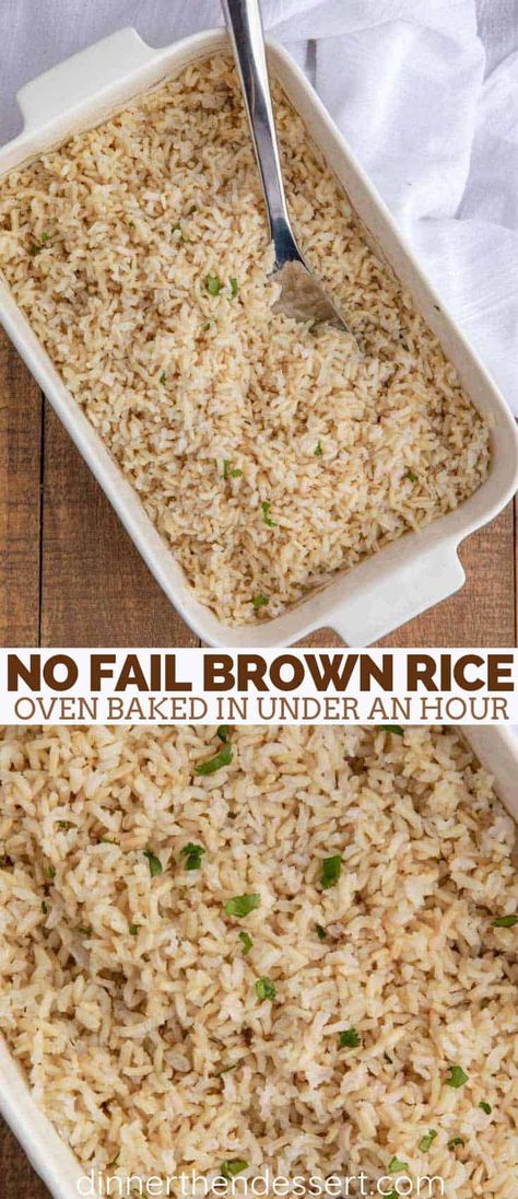 Perfect Brown Rice made in your oven with a no-fail time tested method that is so easy even non-cooks love this recipe for dinner or meal prep! #dinner #Chinese #brownrice #bakedrice #rice #dinnerthendessert Vegetable Brown Rice, Delicious Brown Rice, Salt Free Rice Recipes, Yummy Brown Rice Recipes, Best Way To Cook Brown Rice, Brown Rice Oven Recipe, Easy Brown Rice Recipes Side Dishes, Easy Oven Rice Recipes, Baking Rice In The Oven