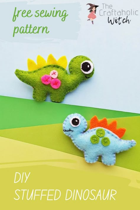 Diy Stuffed Dinosaur Pattern, Diy Dino Stuffed Animal, Diy Mini Stuffed Toys, Easy Scrap Fabric Stuffed Animals, Fabric Dinosaur Pattern Free, Diy Felt Stuffed Animals Easy, Free Patterns For Felt Animals, Simple Soft Toys To Sew, Fabric Dinosaur Pattern