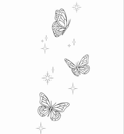 Butterfly Tattoo Stencils Girl tattoos Cute Butterfly Tattoos Stencil, Small Butterfly Stencil, Spine Tattoos Butterflies, Sparkle Tattoo Stencil, Girly Tattoo Stencils, Stomach Tattoos Stencil, Butterflies Tattoo Stencil, Butterfly Tattoo Stencil Simple, Fine Line Butterfly Tattoo Design