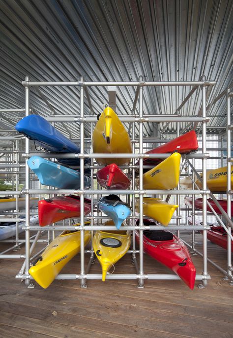 kayak storage - rack Gallery - Hudson River Education Center And Pavilion / Architecture Research Office - 13 Architecture Research, Kayak Storage Rack, Architecture Blueprints, Pavilion Architecture, Kayak Storage, Kayak Rack, Education Center, Hudson River, Wood Deck