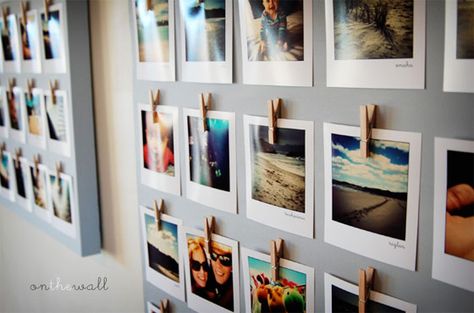 Diy Clip Frame, Paint A Canvas, Exhibition Inspiration, Elephant Clock, Modern Playhouse, Polaroid Ideas, Photo Walls, Polaroid Wall, Working Hands