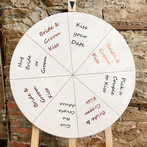 Who’s ready to take a spin on the kissing wheel?! 💋💋💋 #wedding #kisses #weddingfun #spinspin Kissing Games For Wedding, Wheel Of Fun Wedding, Wedding Kissing Games Receptions, Wedding In Red Game, Wedding Spin The Wheel, Wedsing Games, Spin The Wheel Wedding Game, Lesbian Wedding Games, Wedding Kissing Games