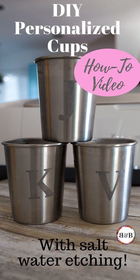 Glass Etching Diy, Etching Diy, Metal Etching, Diy Cups, Kitchen Counters, Handmade Beauty Products, Cricut Tutorials, Diy Interior, Personalized Cups