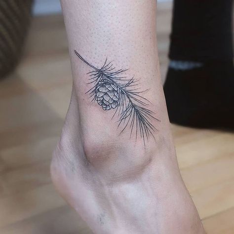 Pine Tree And Pine Cone Tattoo, Pnw Tattoos For Women, Small Pine Cone Tattoo, Pine One Tattoos, Pinecones Tattoo, Small Nature Inspired Tattoos, Winter Tattoo Ideas Nature, Winter Floral Tattoo, Pine Bough Tattoo