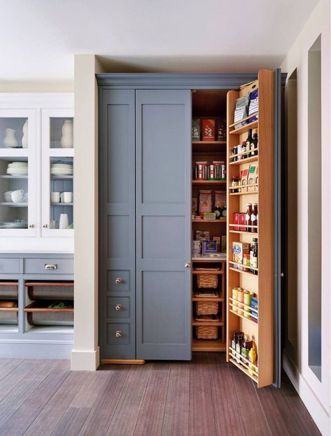 Modern Pantry Ideas That are Stylish and Practical Modern Pantry Ideas, Pantry Closet Shelving Ideas, Built In Pantry Cabinet Wall, Pantry Cupboard Designs, Floor To Ceiling Storage, Kitchen Pantry Cupboard, Custom Shelves, Modern Pantry, Pantry Furniture