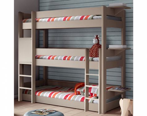 DOMINIQUE 196 TRIPLE BUNK BED INSEPARABLE | Mathy by Bols Shared Bedroom Design, Modern Bunk Beds For Girls Room, Bunk Beds Small Room, Bunk Beds For Boys Room, Modern Bunk, Three Bed, Adult Bunk Beds, Bunk Bed Plans, Triple Bunk Beds