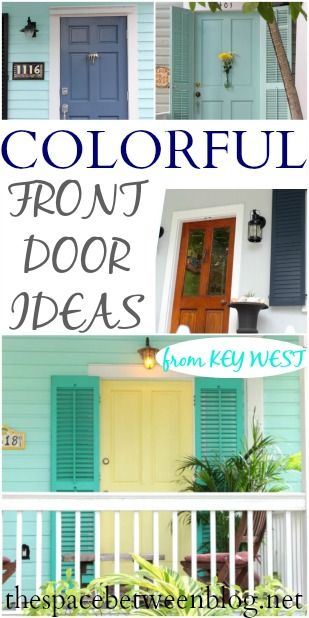 a fun tour of a variety of Key West front doors with colorful color combination ideas Key West House Colors, Colorful Front Door Ideas, Colorful Front Door, Key West Colors, Key West Style Homes, Key West Decor, Case Creole, Front Door Ideas, Front Door Inspiration