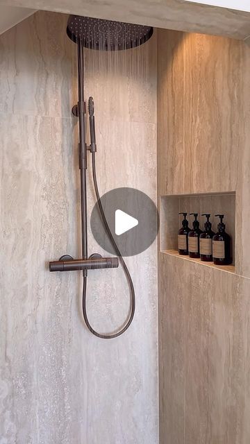 Bathroom Shower Taps, Bronze Taps Bathroom, Hansgrohe Brushed Bronze Bathroom, Dark Brass Shower Fixtures, Bronze Shower Head, Nordic Aesthetic, Scandi Home, Lovely Home, Nordic Interior